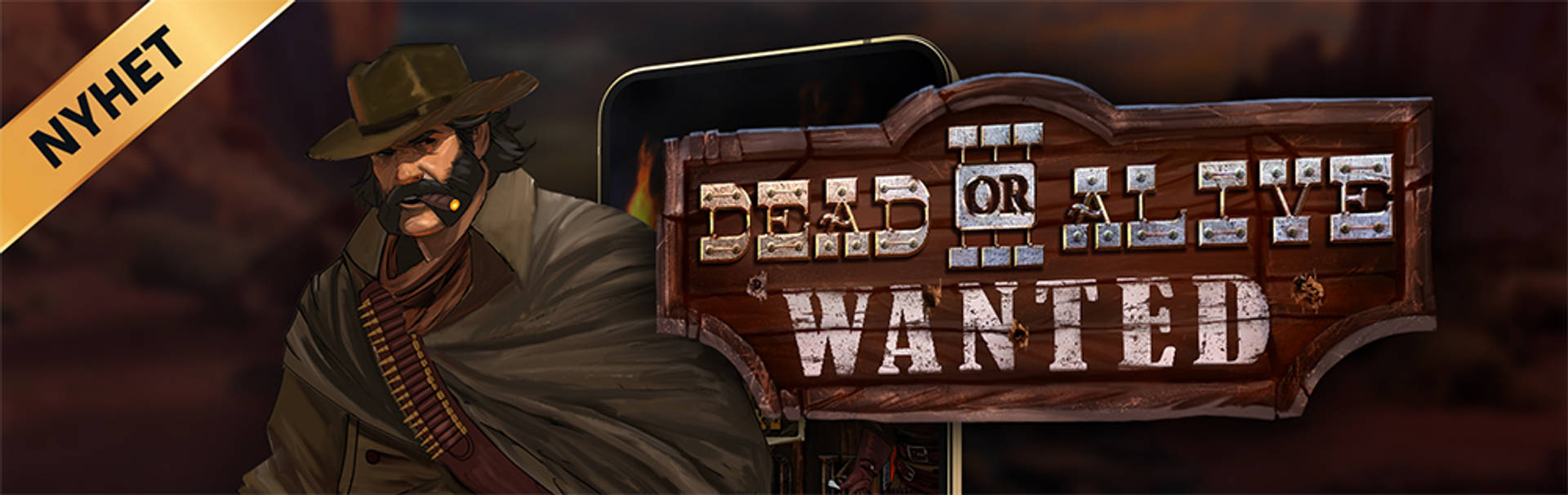 Nyhet: Illustration av en cowboy och en efterlysningsskylt med texten "Dead or Alive".