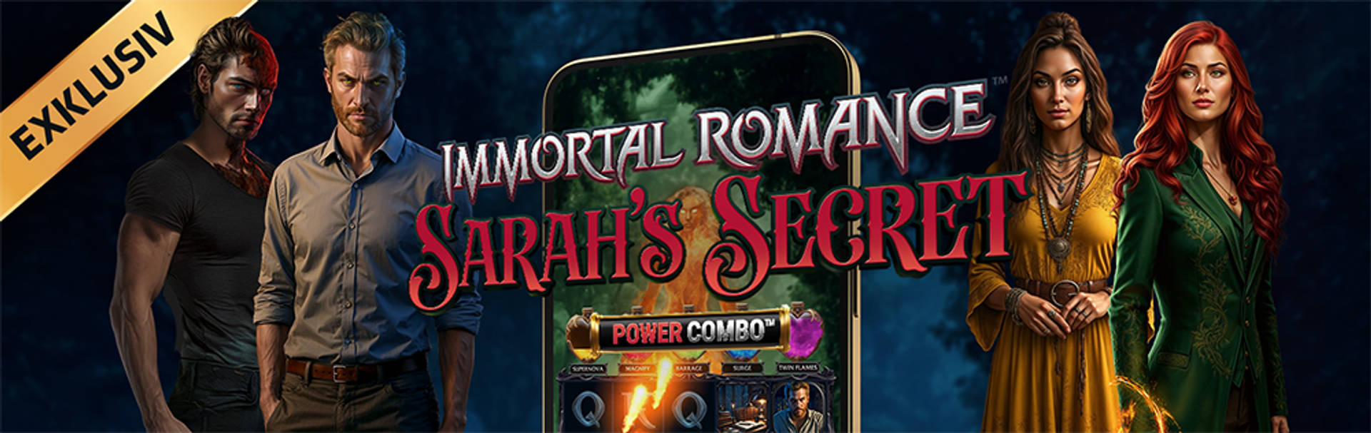 Exklusivt spel: Immortal Romance Sarah's Secret med fyra karaktärer.