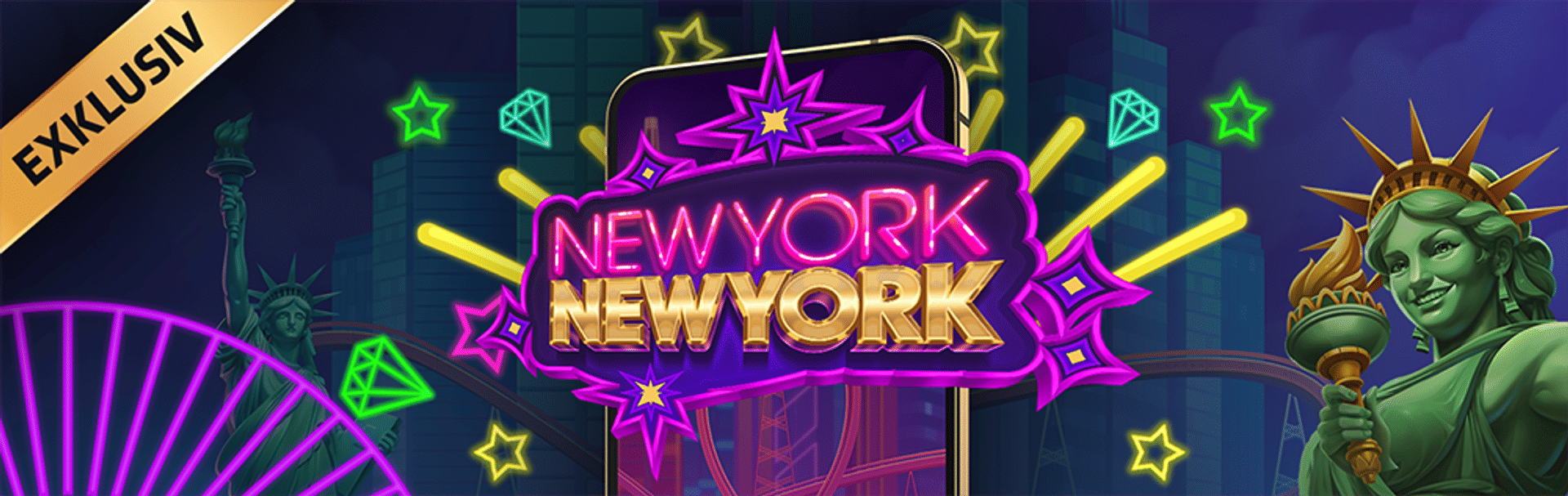 New York New York slotspel med Frihetsgudinnan och stjärnor.