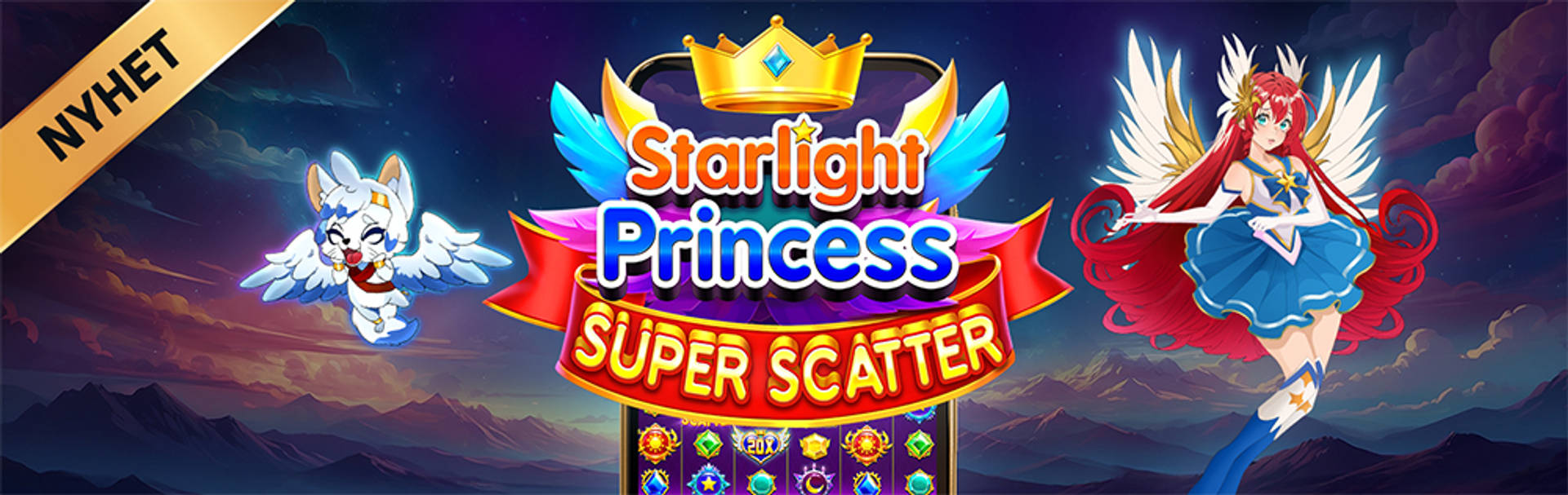 Nyhet: Starlight Princess Super Scatter slotspel med anime-karaktärer.