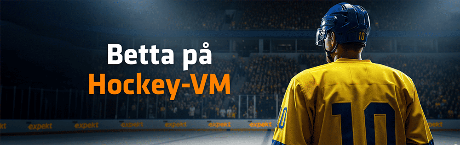 Betta på Hockey-VM med en hockeyspelare i gul tröja.