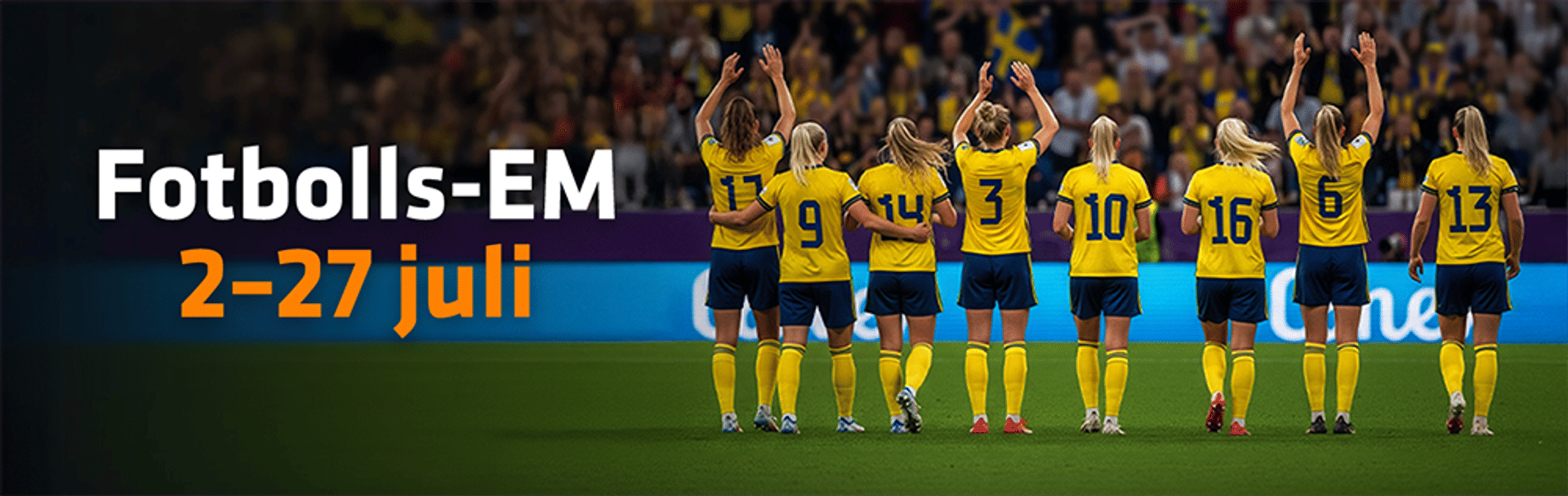Fotbolls-EM 2–27 juli: Svenska damlandslaget med publik.